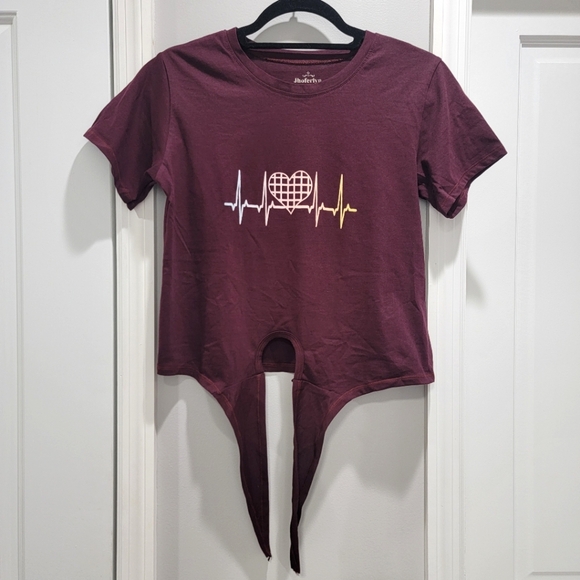 Heartbeat Lifeline Front-Tie T-Shirt NWOT - Picture 3 of 8